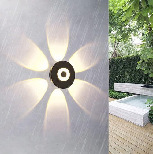3 LED 6W Round Ray Outdoor Waterproof Wall Light Bundle