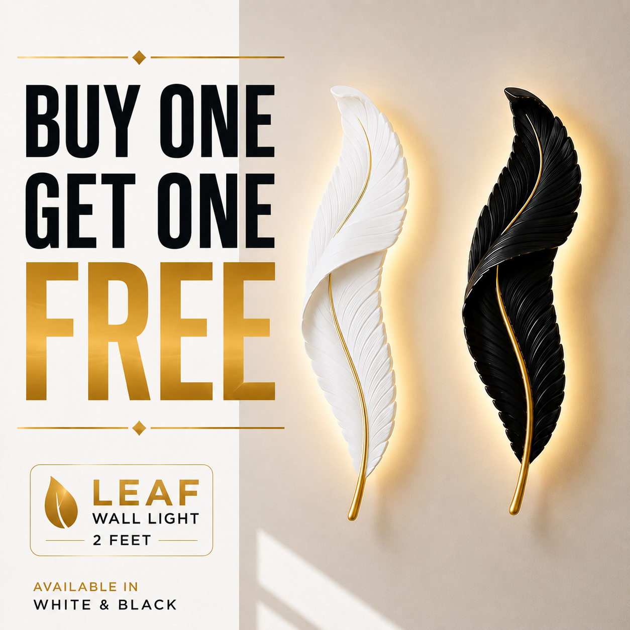 2 Modern Leaf Wall Light Bundle