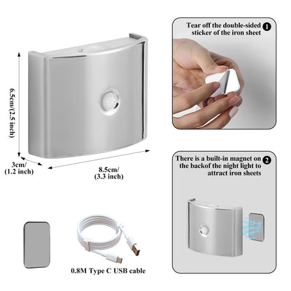Rechargeable LED Motion Sensor Wall Light – Magnetic, No-Drill Light for Stairs, Corridors & Bedrooms