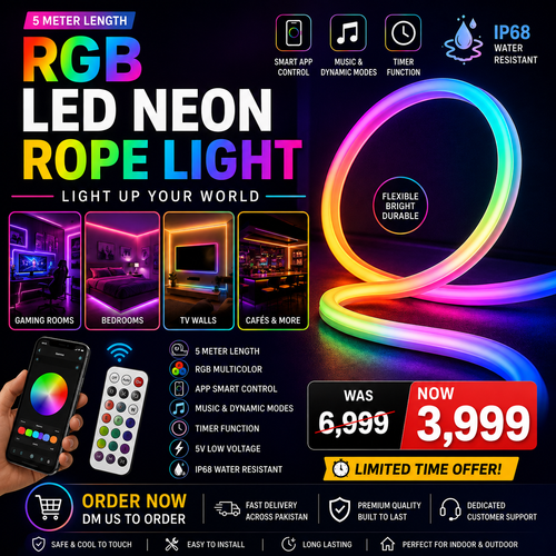 5 meter RGB LED neon rope light