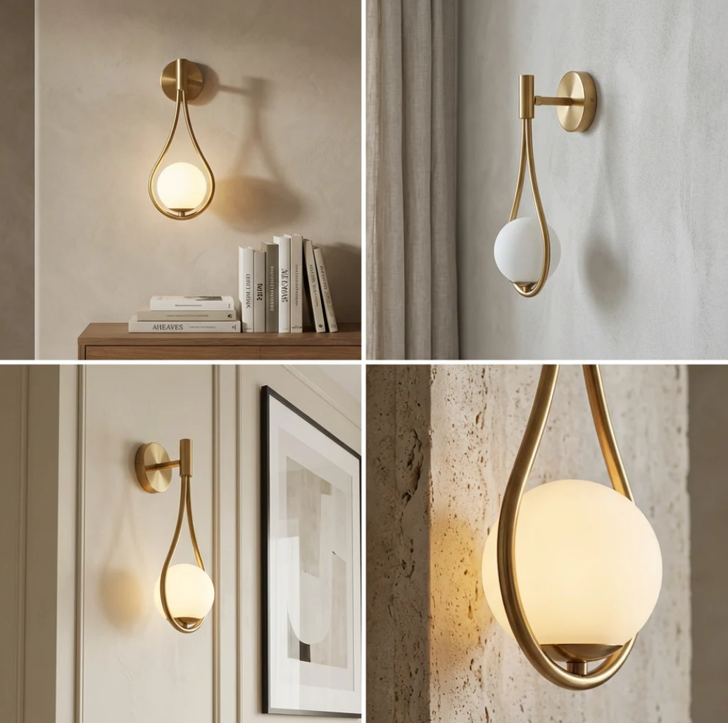 Aurora Loop Wall Light modern gold glass LED wall sconce