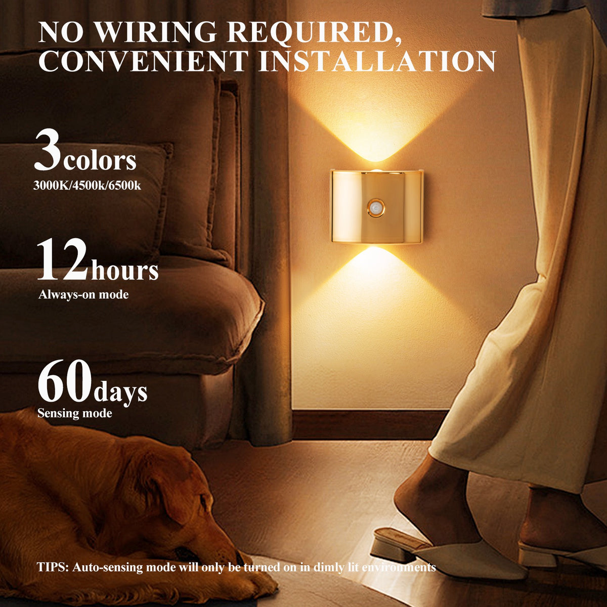 Rechargeable LED Motion Sensor Wall Light – Magnetic, No-Drill Light for Stairs, Corridors & Bedrooms