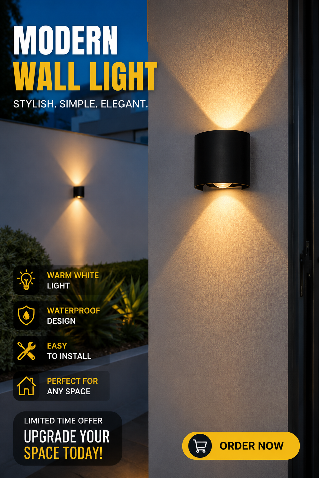 1 LED 2W Wave Outdoor Waterproof Wall Light Bundle