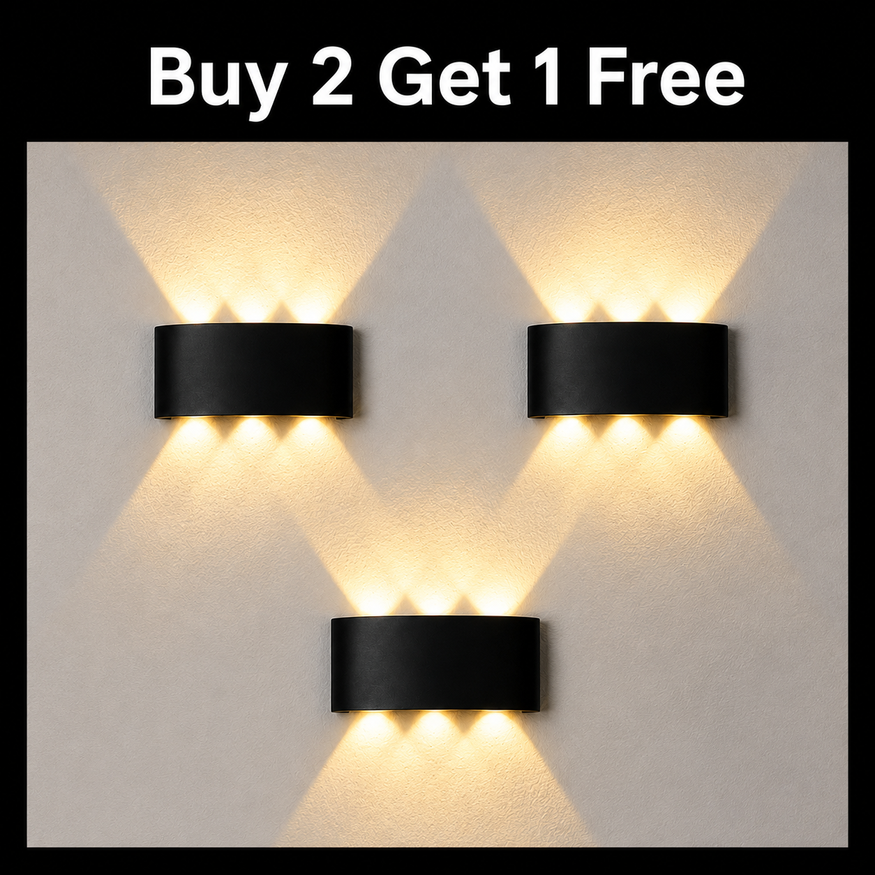 3 LED 6W Wave Outdoor Waterproof Wall Light Bundle