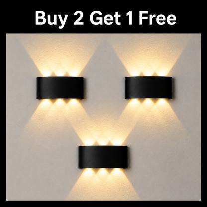 3 LED 6W Wave Outdoor Waterproof Wall Light Bundle