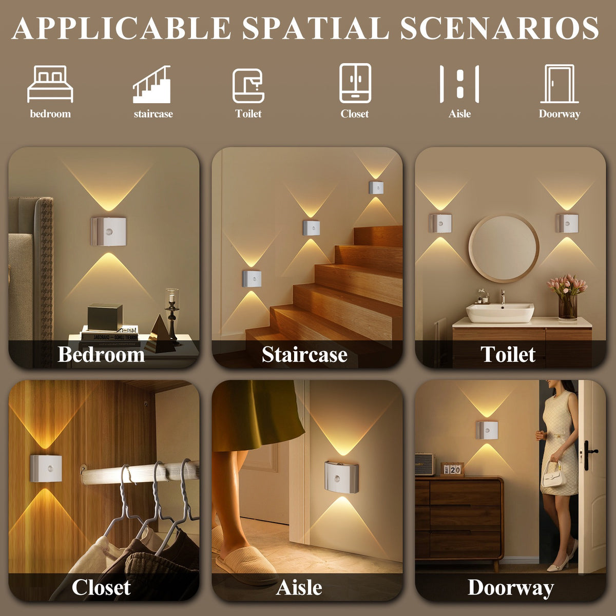 Rechargeable LED Motion Sensor Wall Light – Magnetic, No-Drill Light for Stairs, Corridors & Bedrooms