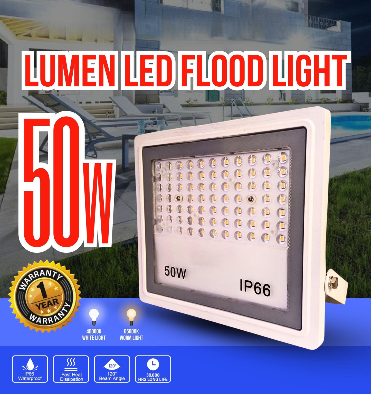 IP66 LED Flood Light – High Brightness Outdoor Energy Saving Light (50W / 100W / 150W / 200W)